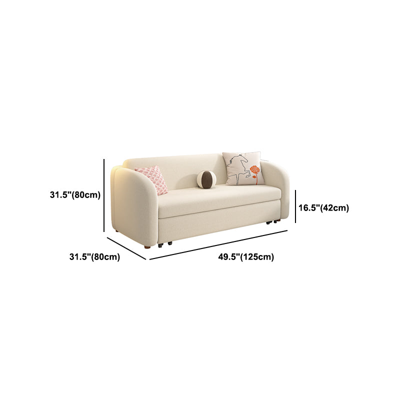 Contemporary Beige Sofa Bed Tuxedo Arm Sofa Bed with 2 Pillows