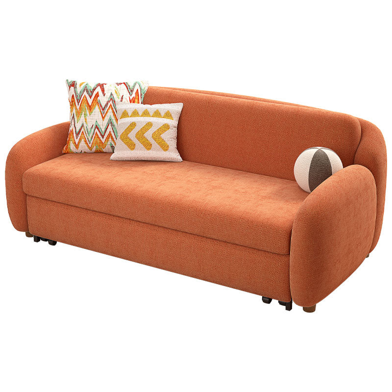 Round Arm Sofa Bed with 2 Pillows Slipcovered Sofa in Orange