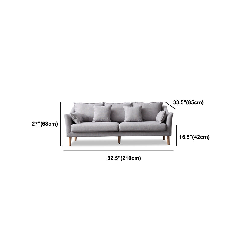 Modern Fabric Stationary Sofa 1/3-seat Flared Arm Sofa in Grey