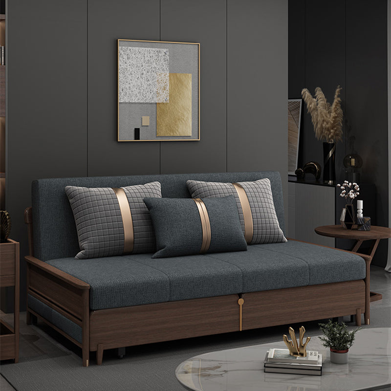 Modern Armless Sofa Bed with Storage Linen Sofa Bed in Brown