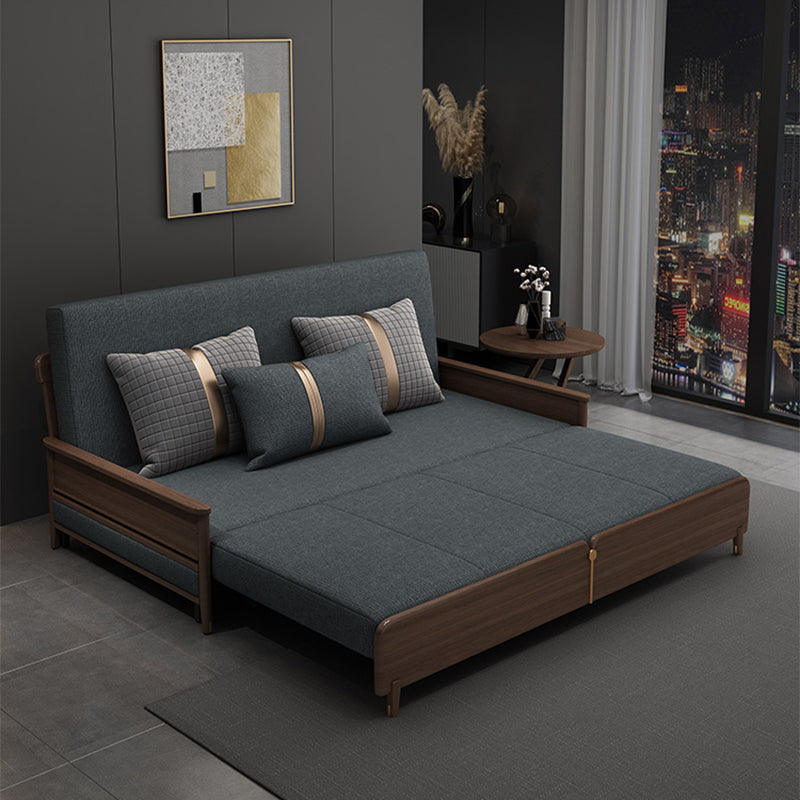 Modern Armless Sofa Bed with Storage Linen Sofa Bed in Brown
