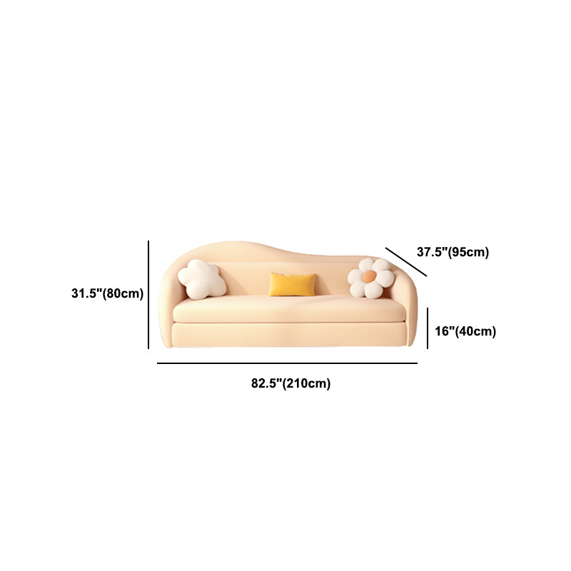 Faux Leather Sofa 37.40" W Convertible Sofa Bed in White for Living Room