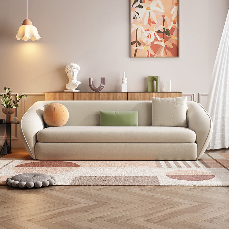 64.96" L Leather Sofa White Convertible Sofa Bed with Tight Back