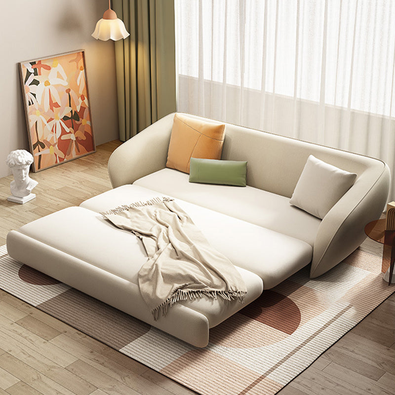 64.96" L Leather Sofa White Convertible Sofa Bed with Tight Back