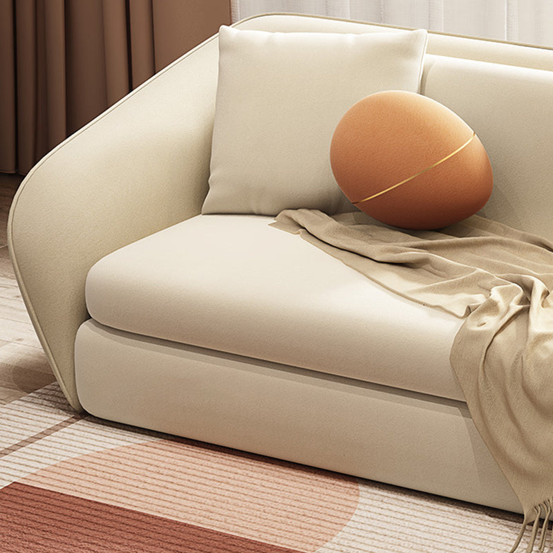 64.96" L Leather Sofa White Convertible Sofa Bed with Tight Back