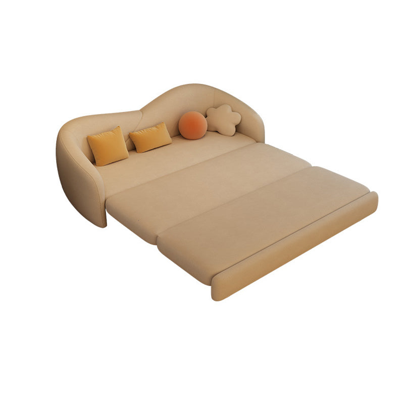 Convertible Sofa Faux Leather Sofa Bed with Sloped Arm in White