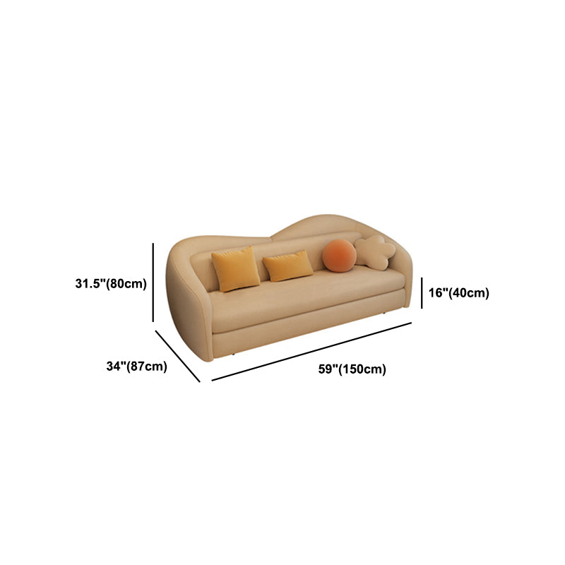 Convertible Sofa Faux Leather Sofa Bed with Sloped Arm in White