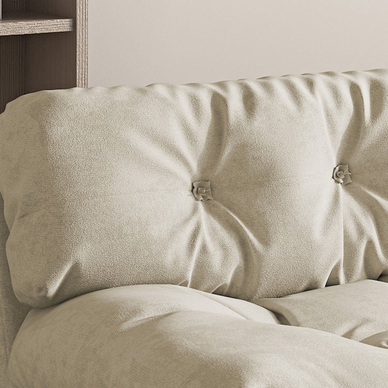 Modern Sewn Pillow Back Settee in Beige/Orange Stain Resistant Sofa