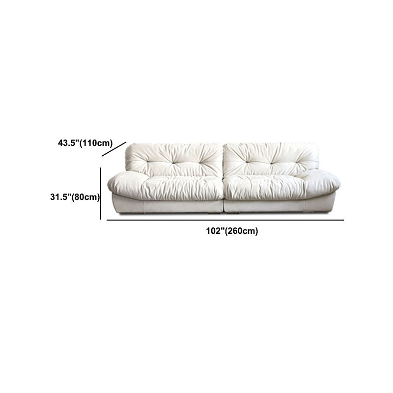 Modern Sewn Pillow Back Settee in Beige/Orange Stain Resistant Sofa