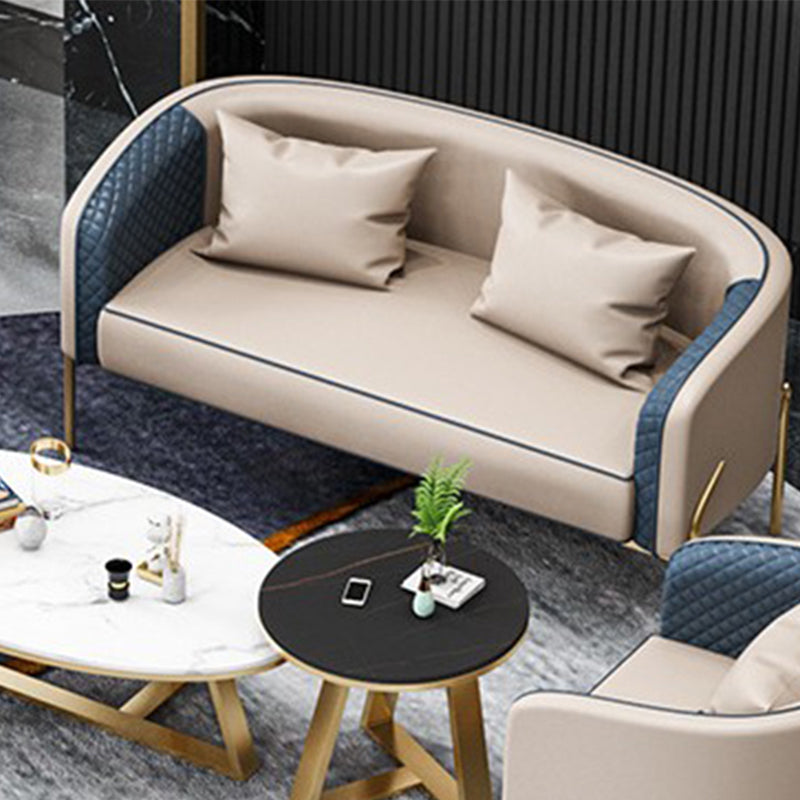 Modern 22.83" Wide Sofa Faux Leather Tuxedo Arm Sofa for Living Room