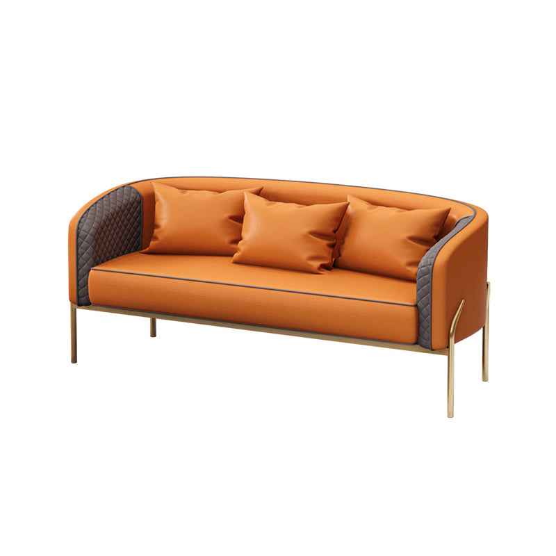 Modern 22.83" Wide Sofa Faux Leather Tuxedo Arm Sofa for Living Room