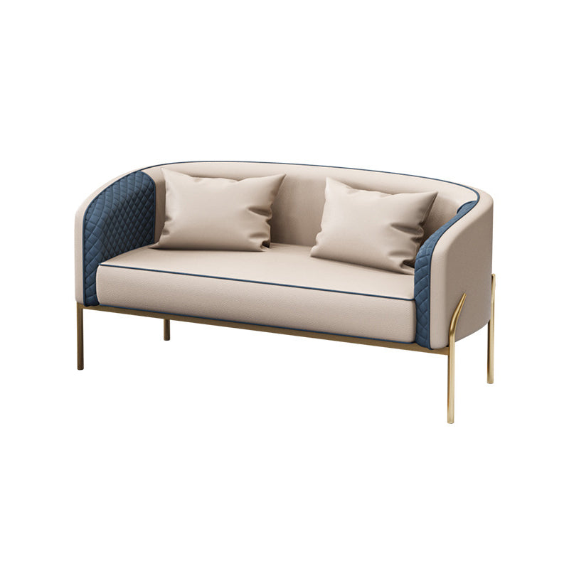 Modern 22.83" Wide Sofa Faux Leather Tuxedo Arm Sofa for Living Room