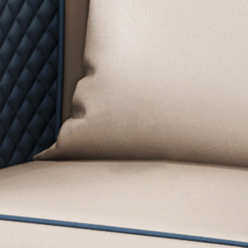 Modern 22.83" Wide Sofa Faux Leather Tuxedo Arm Sofa for Living Room