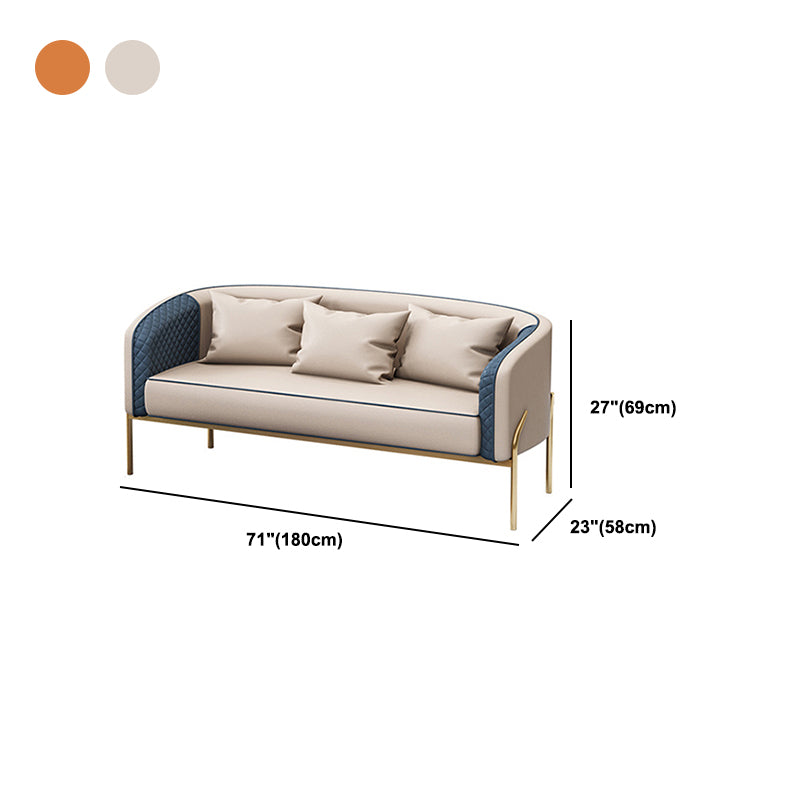 Modern 22.83" Wide Sofa Faux Leather Tuxedo Arm Sofa for Living Room