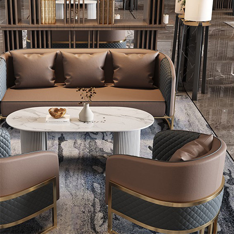 27.55" Wide Faux Leather Sofa Modern Tuxedo Arm Sofa with Tight Back