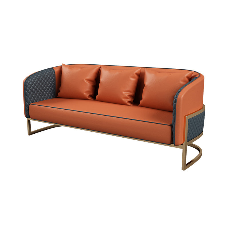 27.55" Wide Faux Leather Sofa Modern Tuxedo Arm Sofa with Tight Back