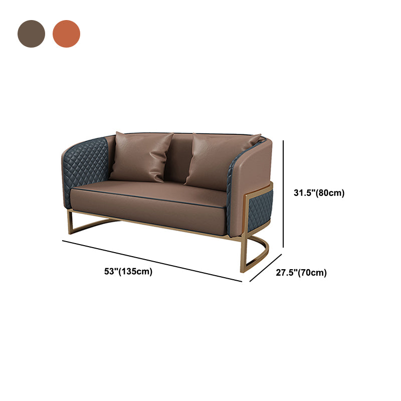 27.55" Wide Faux Leather Sofa Modern Tuxedo Arm Sofa with Tight Back