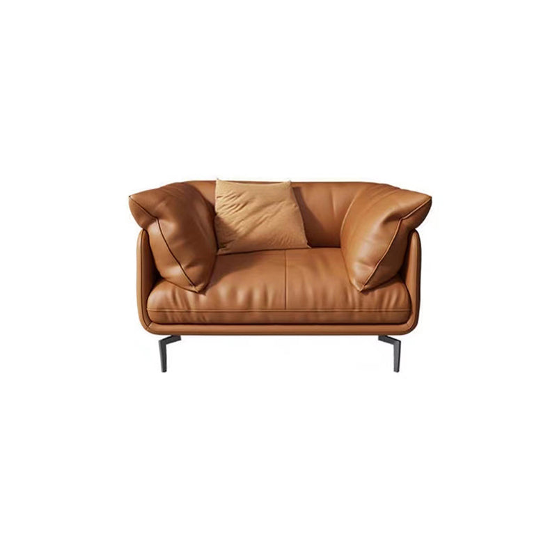 Pillow Top Arm Sofa Modern Faux Leather Cushions Sofa in Orange