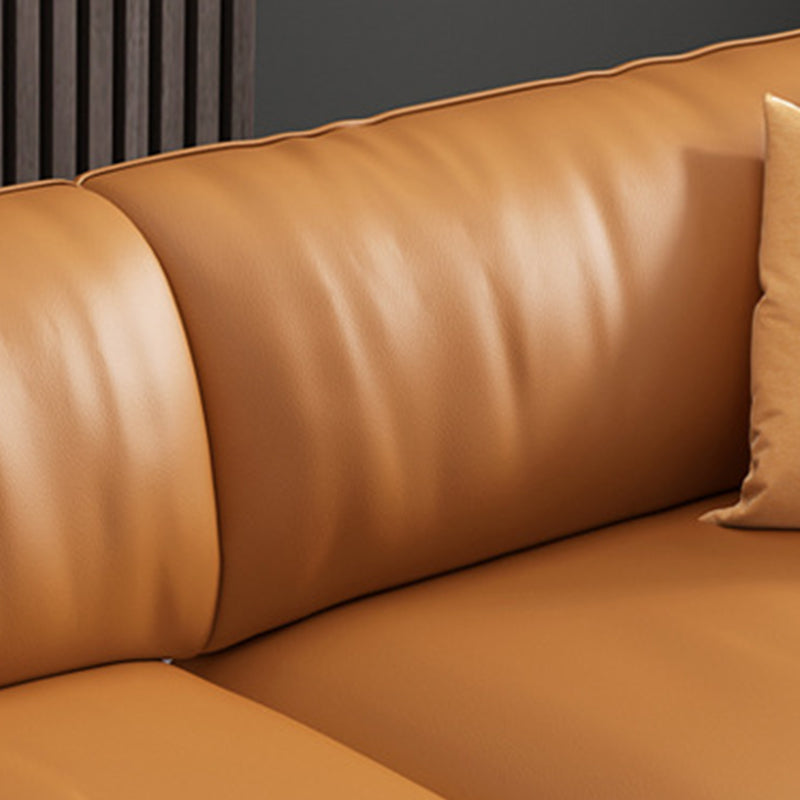 Pillow Top Arm Sofa Modern Faux Leather Cushions Sofa in Orange