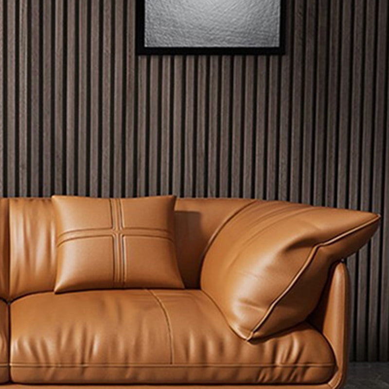 Pillow Top Arm Sofa Modern Faux Leather Cushions Sofa in Orange