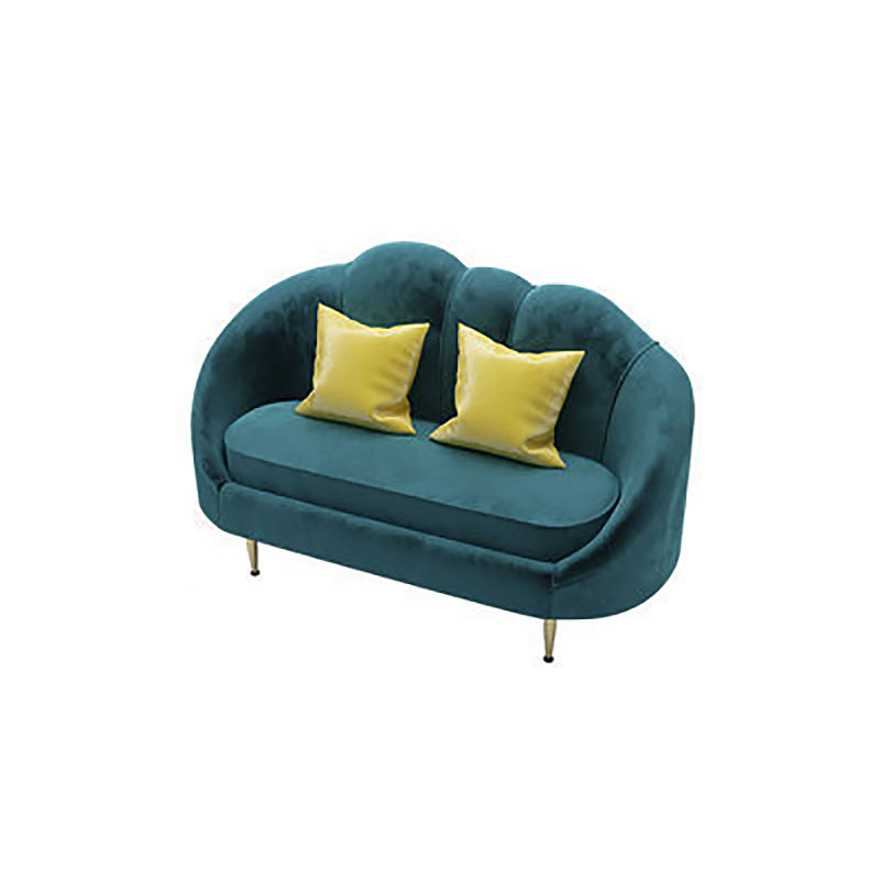 Velvet Curved Sofa Contemporary Sloped Arm Sofa for Living Room