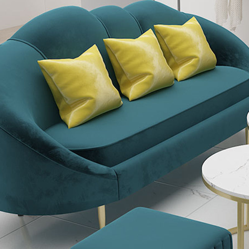 Velvet Curved Sofa Contemporary Sloped Arm Sofa for Living Room