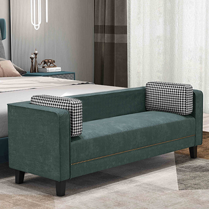 Contemporary Dark Green Sofa Tuxedo Arm Faux Leather Living Room Sofa