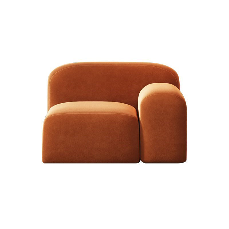Square Arm Sofa Contemporary Simple Velvet Seating in Orange