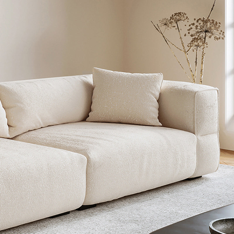 White Wool Tuxedo Arm Sofa 42.51" Wide Contemporary Standard Sofa