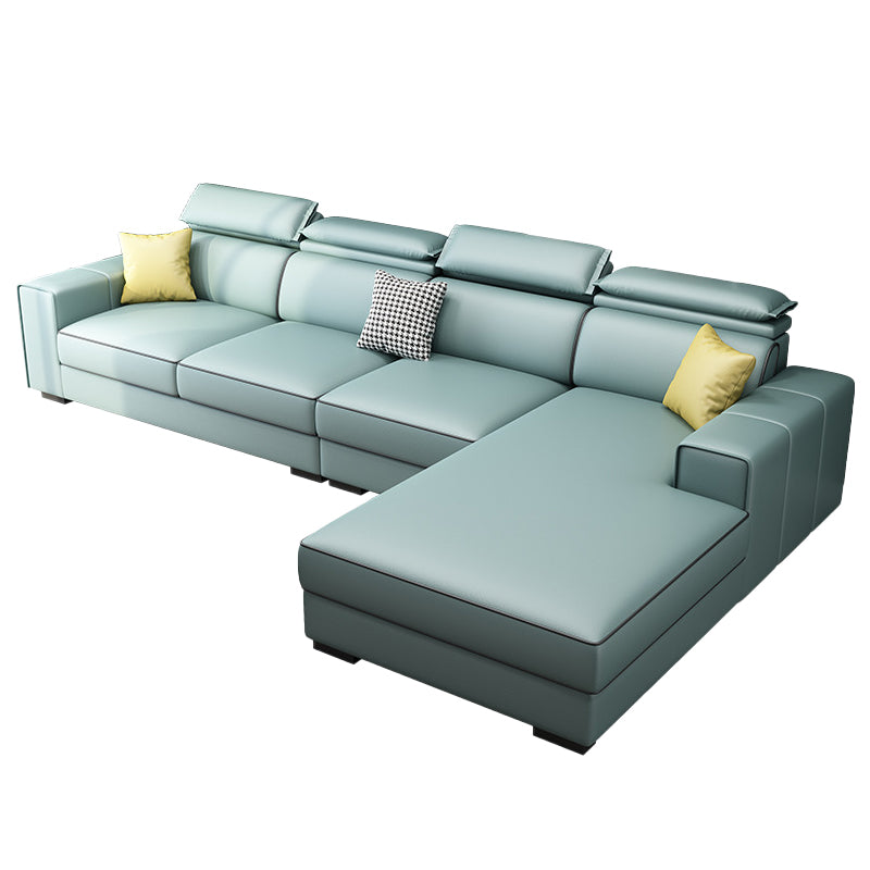 Adjustable Head Pillow Sectional with Square Arm,Faux Leather 4-Seater Sectional