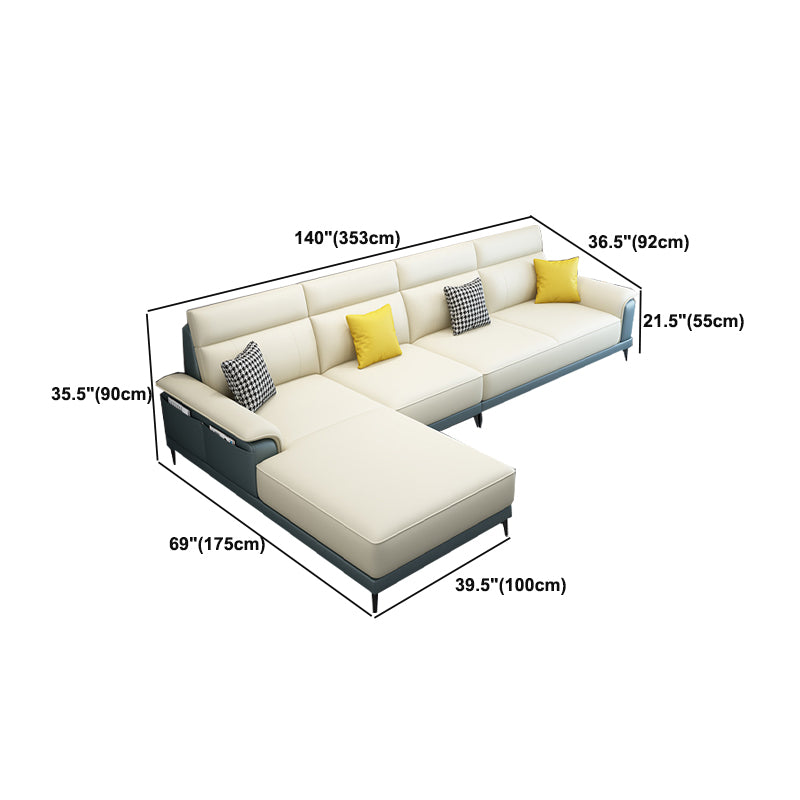 Storage Sectional with Cushion Back and Pillow Top Arm for Living Roo