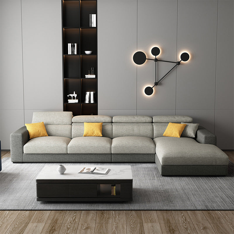 L-Shape Sectional Cushion Back Adjustable Head Pillow Sectional