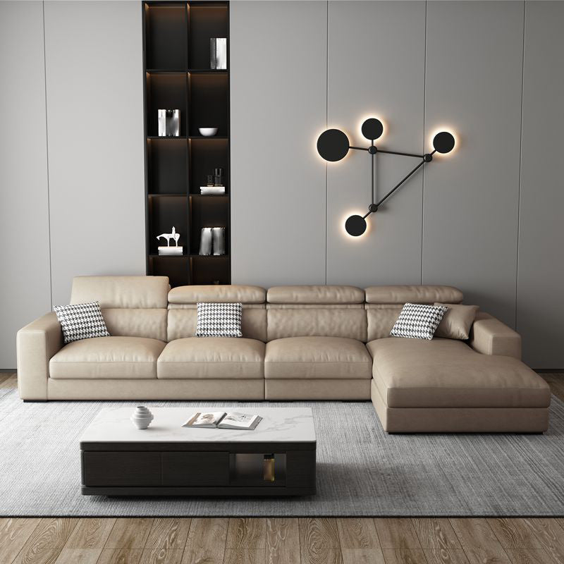 L-Shape Sectional Cushion Back Adjustable Head Pillow Sectional