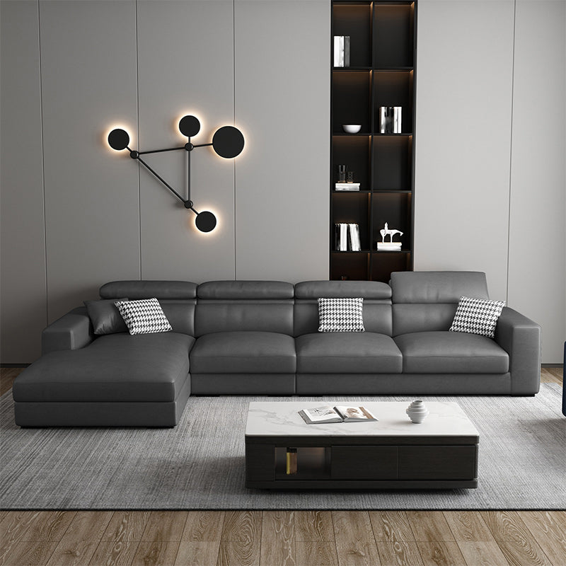 L-Shape Sectional Cushion Back Adjustable Head Pillow Sectional