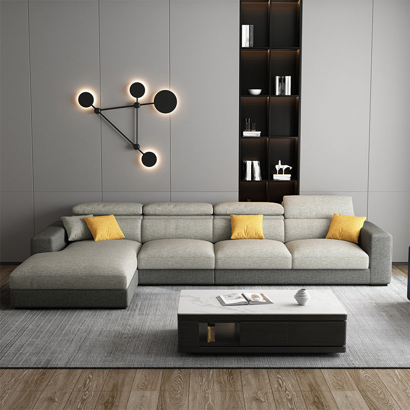 L-Shape Sectional Cushion Back Adjustable Head Pillow Sectional