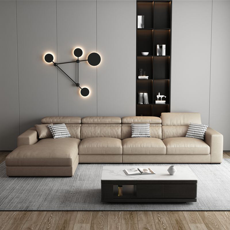 L-Shape Sectional Cushion Back Adjustable Head Pillow Sectional