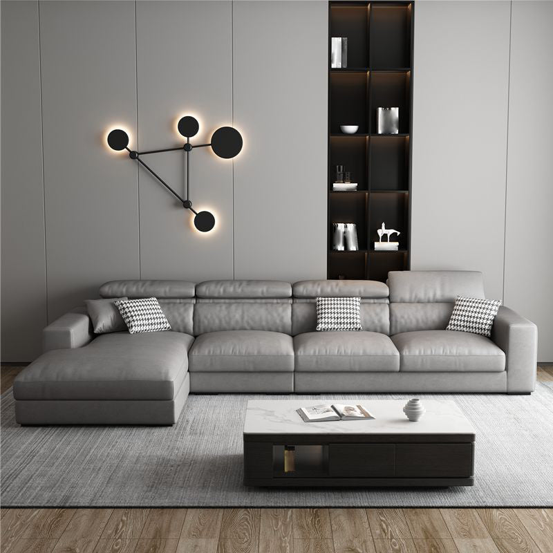 L-Shape Sectional Cushion Back Adjustable Head Pillow Sectional