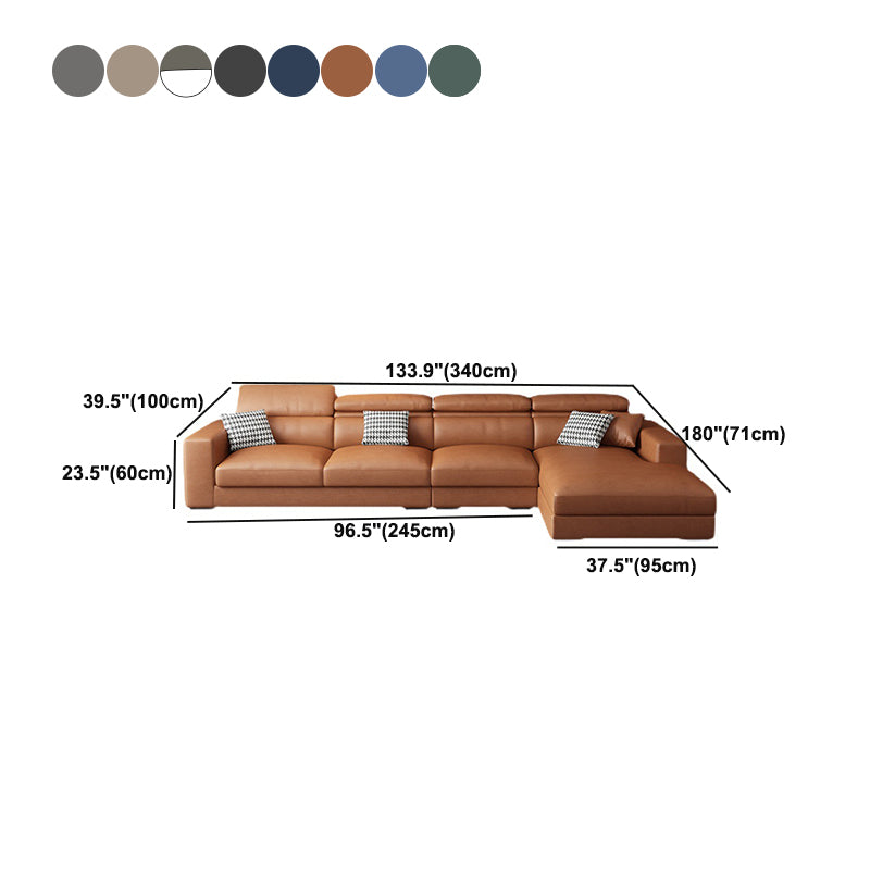 L-Shape Sectional Cushion Back Adjustable Head Pillow Sectional