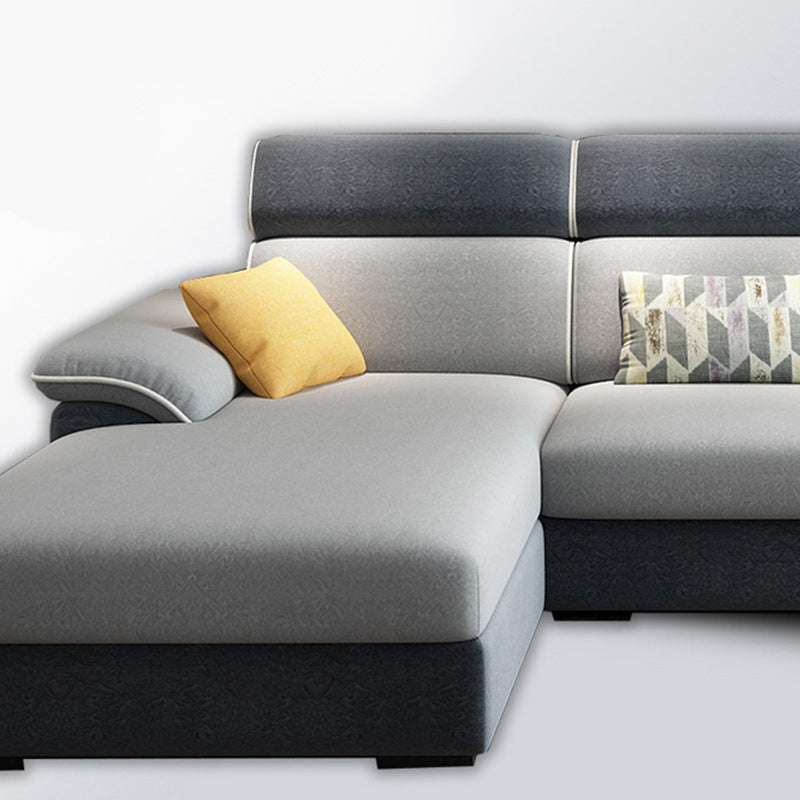 Contemporary Linen Sectional Pillow Top Arm Sectional with Storage