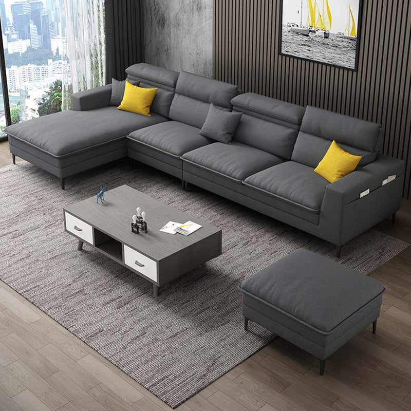 Linen Contemporary Cushions Sofa & Chaise Cushion Back Square Arm Sofa