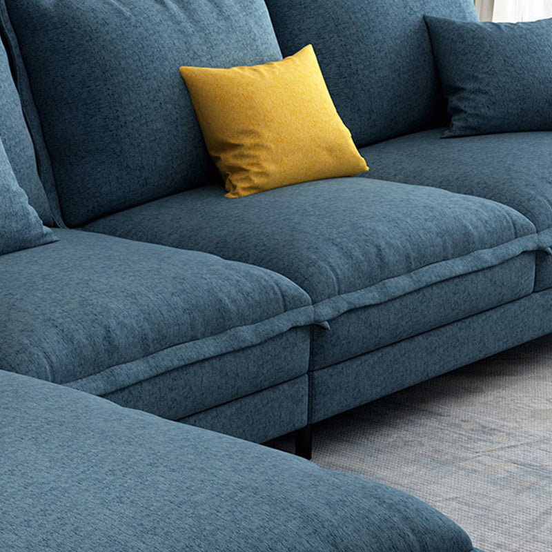 Modern Sectional with Pillow Back and Pillow Top Arms for 4 People in Blue