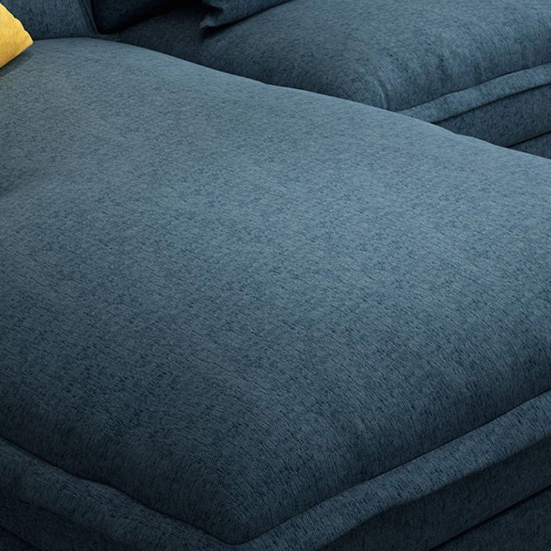 Modern Sectional with Pillow Back and Pillow Top Arms for 4 People in Blue