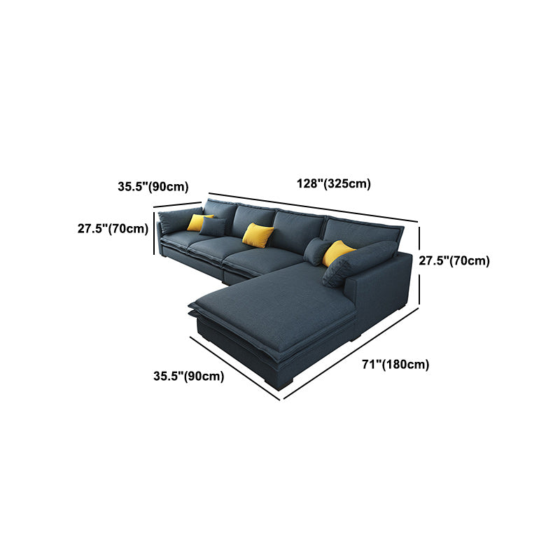Pillowed Back Cushions Sectionals with Square Arm,127.95" L for Living Room