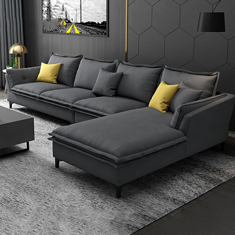 126.38-inch. Pillow Top-arm Faux Leather Sectionals with Pillowed Back Cushions