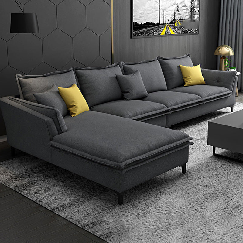 126.38-inch. Pillow Top-arm Faux Leather Sectionals with Pillowed Back Cushions