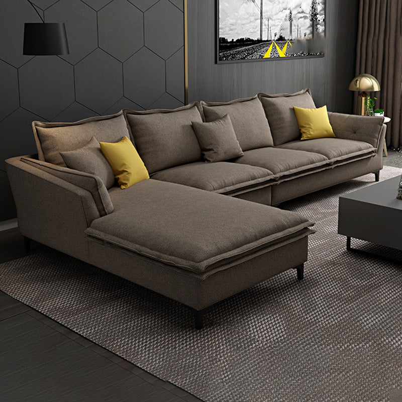 126.38-inch. Pillow Top-arm Faux Leather Sectionals with Pillowed Back Cushions