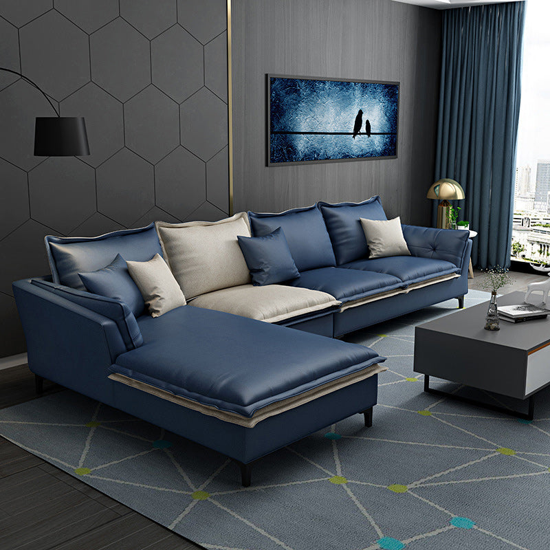 126.38-inch. Pillow Top-arm Faux Leather Sectionals with Pillowed Back Cushions