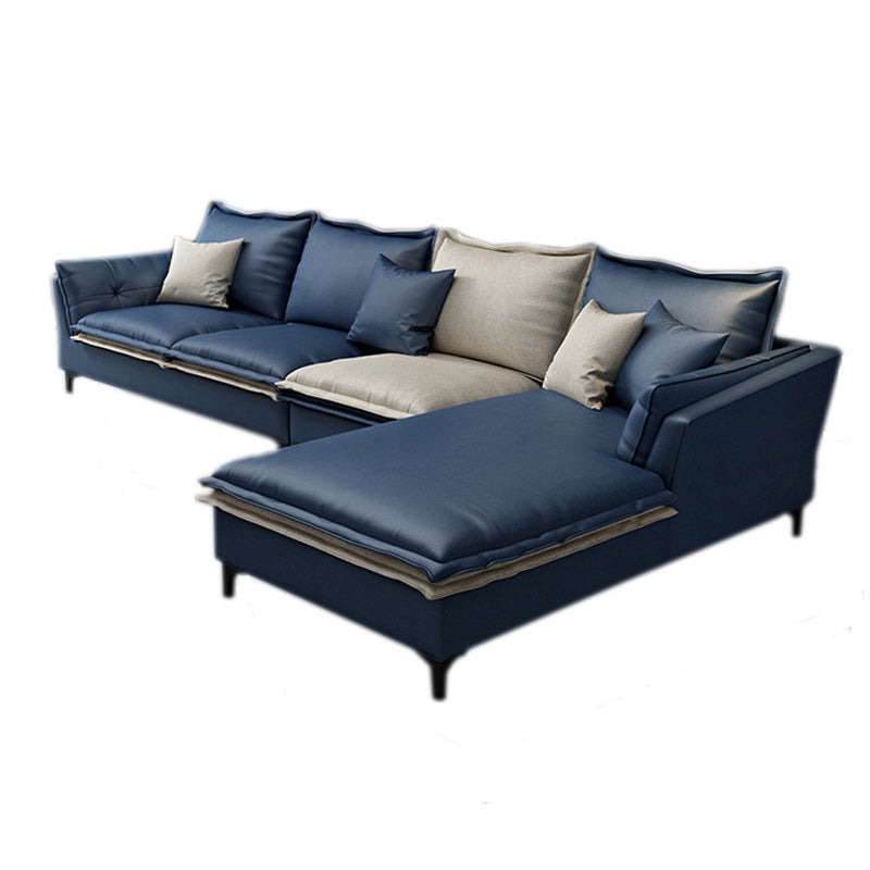 126.38-inch. Pillow Top-arm Faux Leather Sectionals with Pillowed Back Cushions