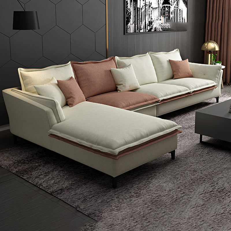 126.38-inch. Pillow Top-arm Faux Leather Sectionals with Pillowed Back Cushions