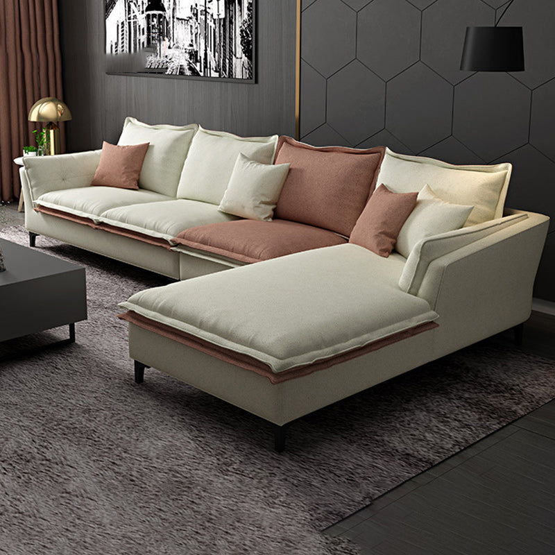 126.38-inch. Pillow Top-arm Faux Leather Sectionals with Pillowed Back Cushions